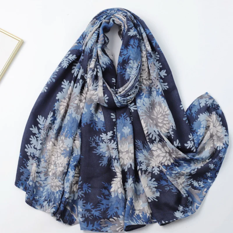 وشاح طويل مطبوع من القطن الساتان من Lin Hai، بث مباشر من المصنع، عطلة السفر، دافئ للنساء S