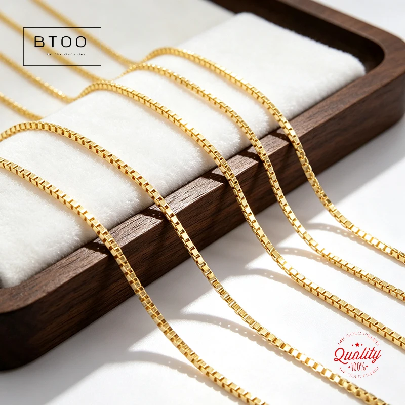 14K Gold Filled Box Chain 0.85MM/0.75MM Chain Necklace Gold jewelry Minimalist Gold Filled Chain DIY Jewelry