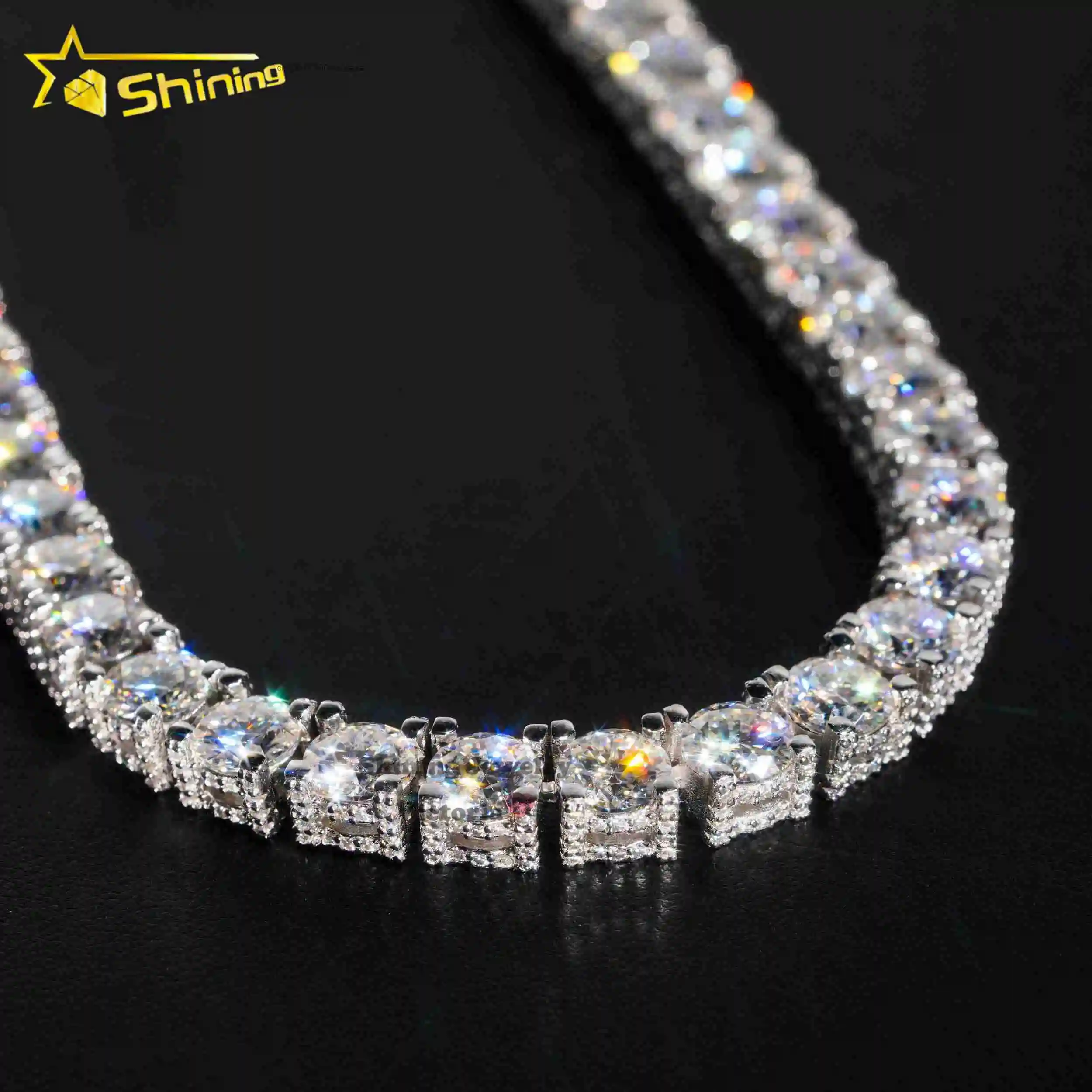 S925 necklace Moissanite Cheapest Price Luxury Hip Hop Jewelry Mens 5mm 6.5mm VVS Moissanite Diamond Tennis Chain Necklace