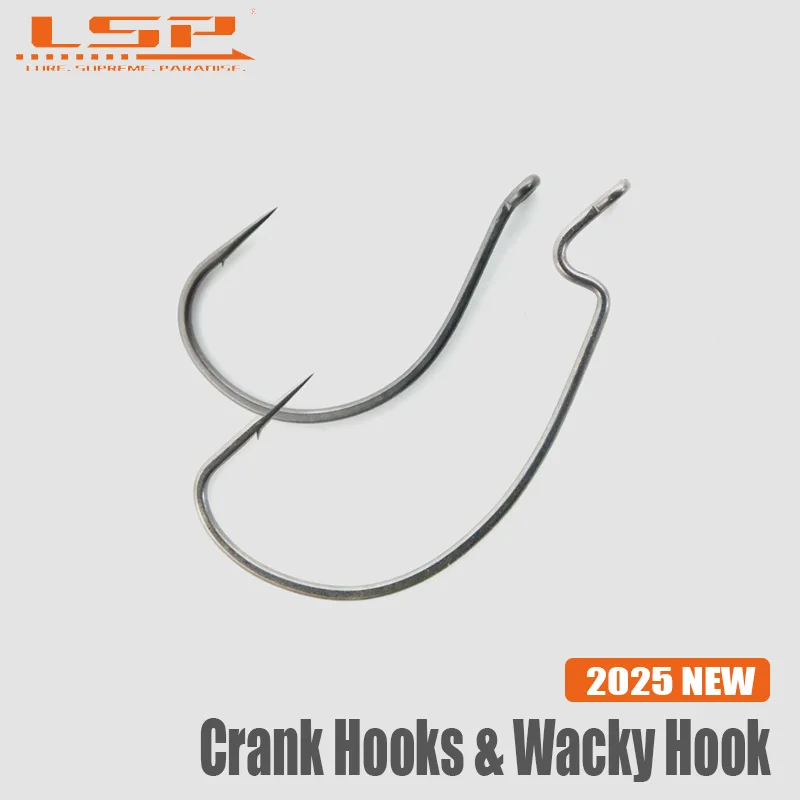 LSP 2025 Crank Hooks & Wacky Hook Teflon Super-slip Coating Nano-super Slippery Teflon Coating High Carbon Steel Fishing Hook