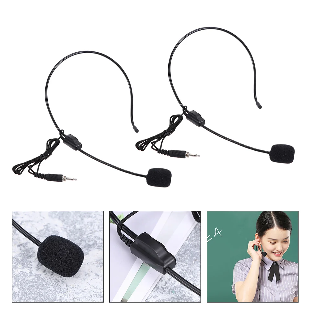 

4PCS Compact Lightweight Headset Microphone for Speaker Thread Loudspeaker Voice Amplifier Clear Sound Pickup One Way