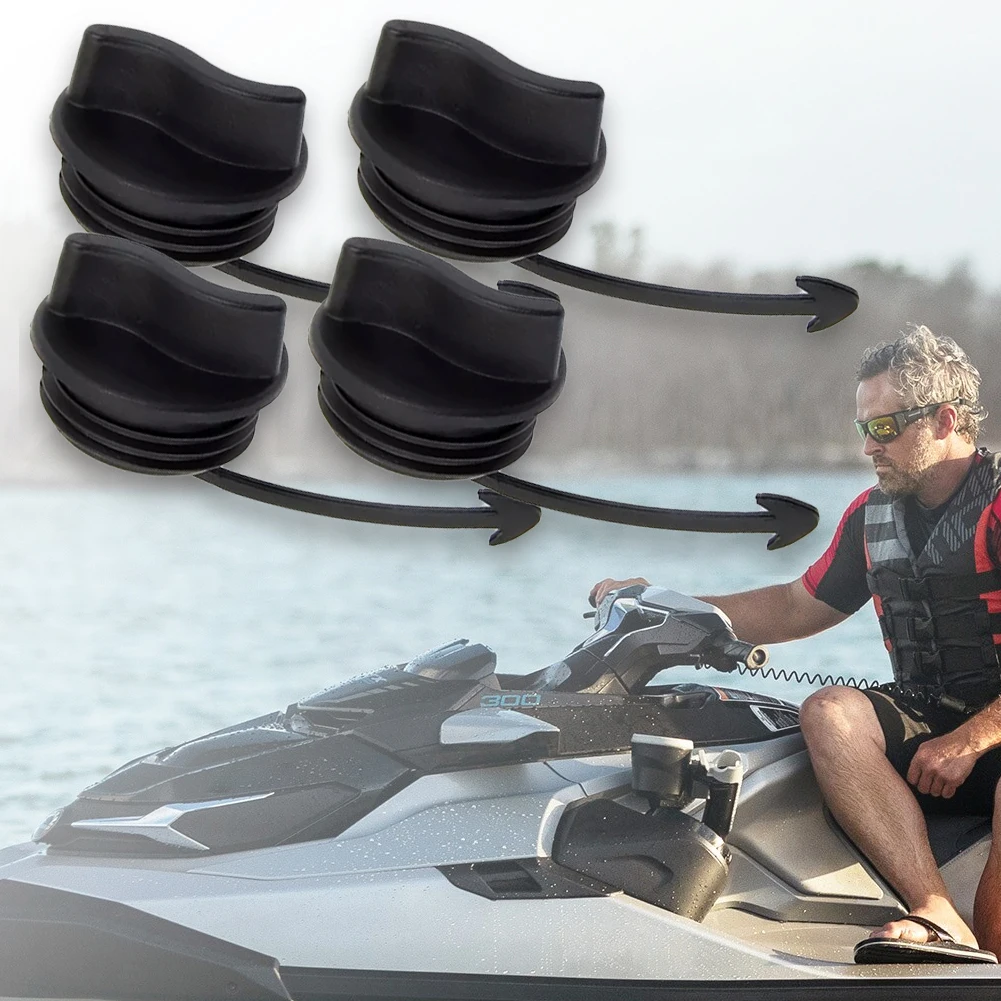 4Pcs Black Drain Plug & O-Ring 292001352 292001320 292002024 Drain Plug Cover Caps Compatible with SeaDoo Spark RXT GTI GTX Wake