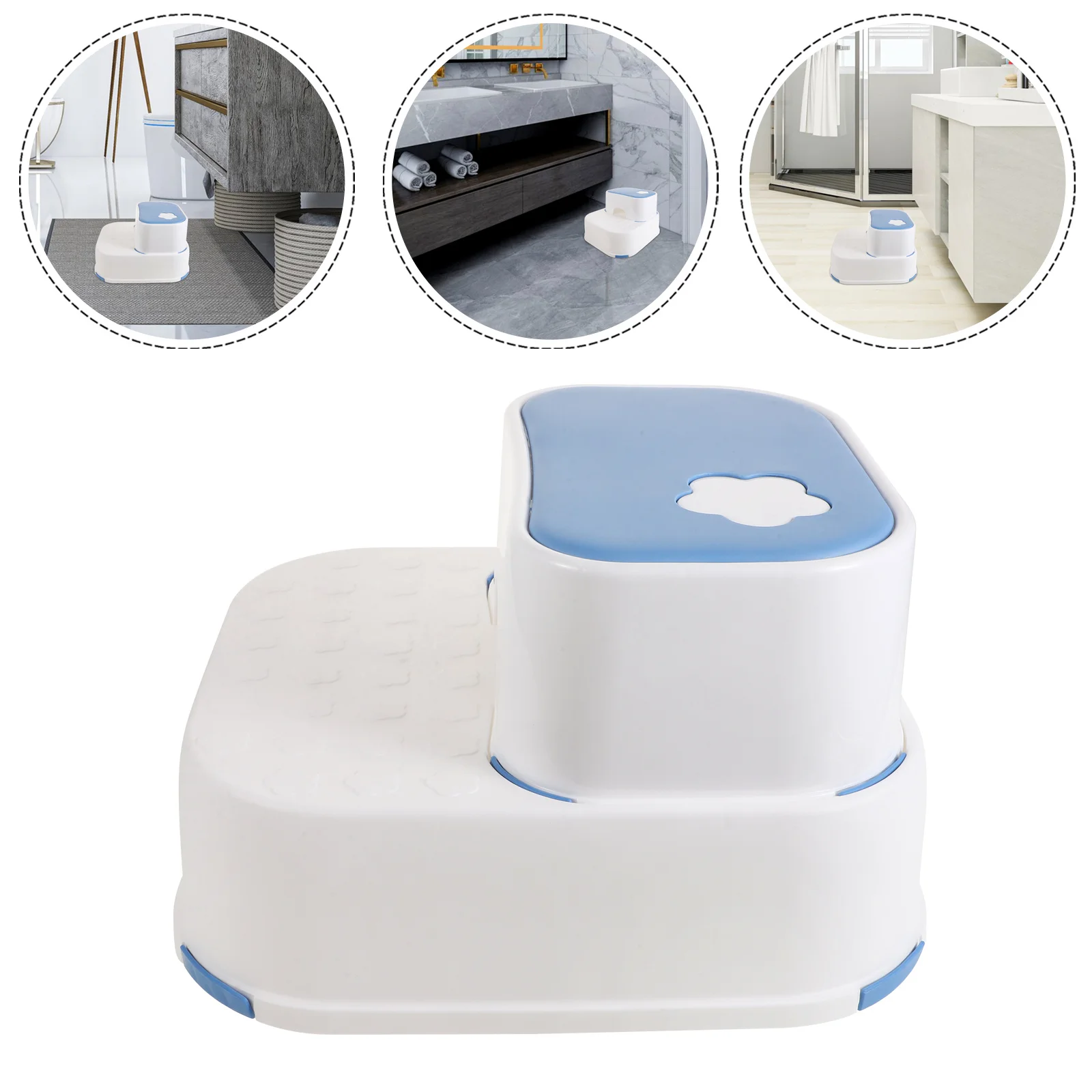 

Children Double Layer Step Stool Non-Slip Bathroom Footstool Kids Toilet Stool Toddler Helper Kitchen Bathroom Sink Chair