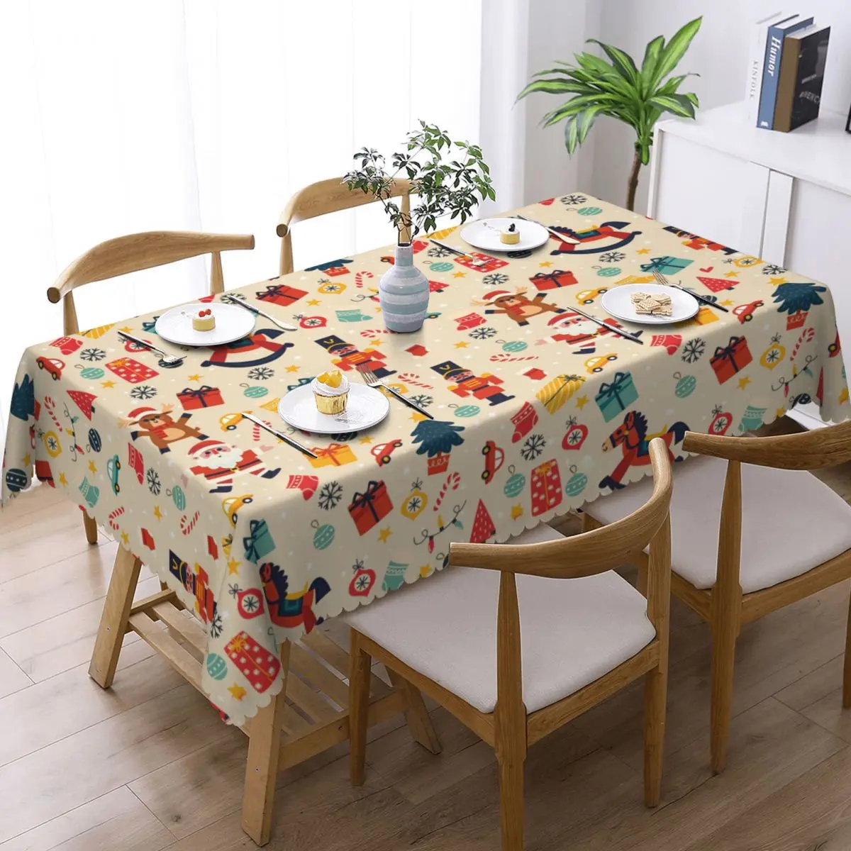 Customized Rectangular Christmas Wallpapers Tablecloth Fit 40