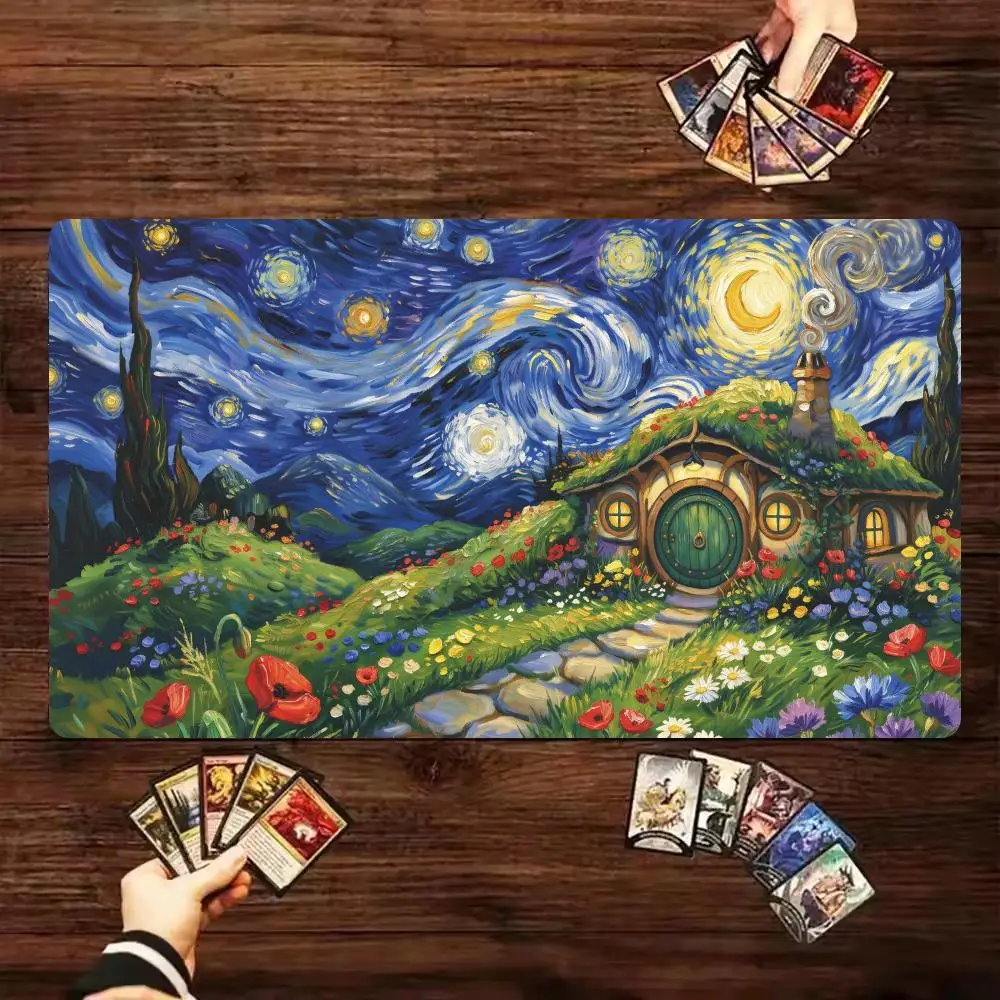 Van Gogh Starry Night MTG Playmat 600X350 TCG Card Game Mat Non-slip Rubber Table Pad Magic The Gathering Tabletop Game Play Mat
