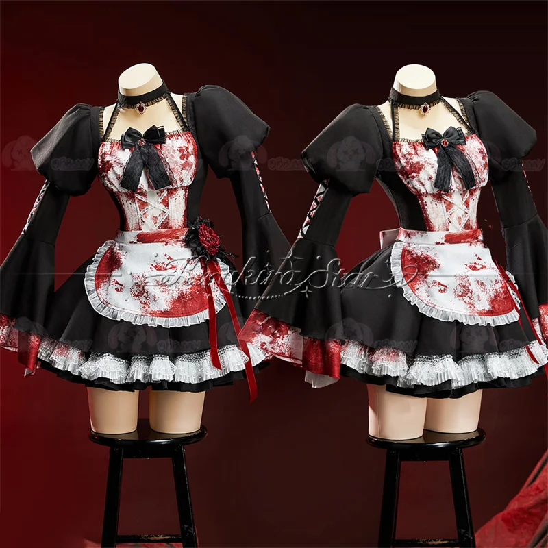 

Hallowmas Rebel Maid Cosplay Costume Lace Lolita Dress Terror Bloody Maid Grim Dark Gothic Skirt Adult Women Carnival Party Prop