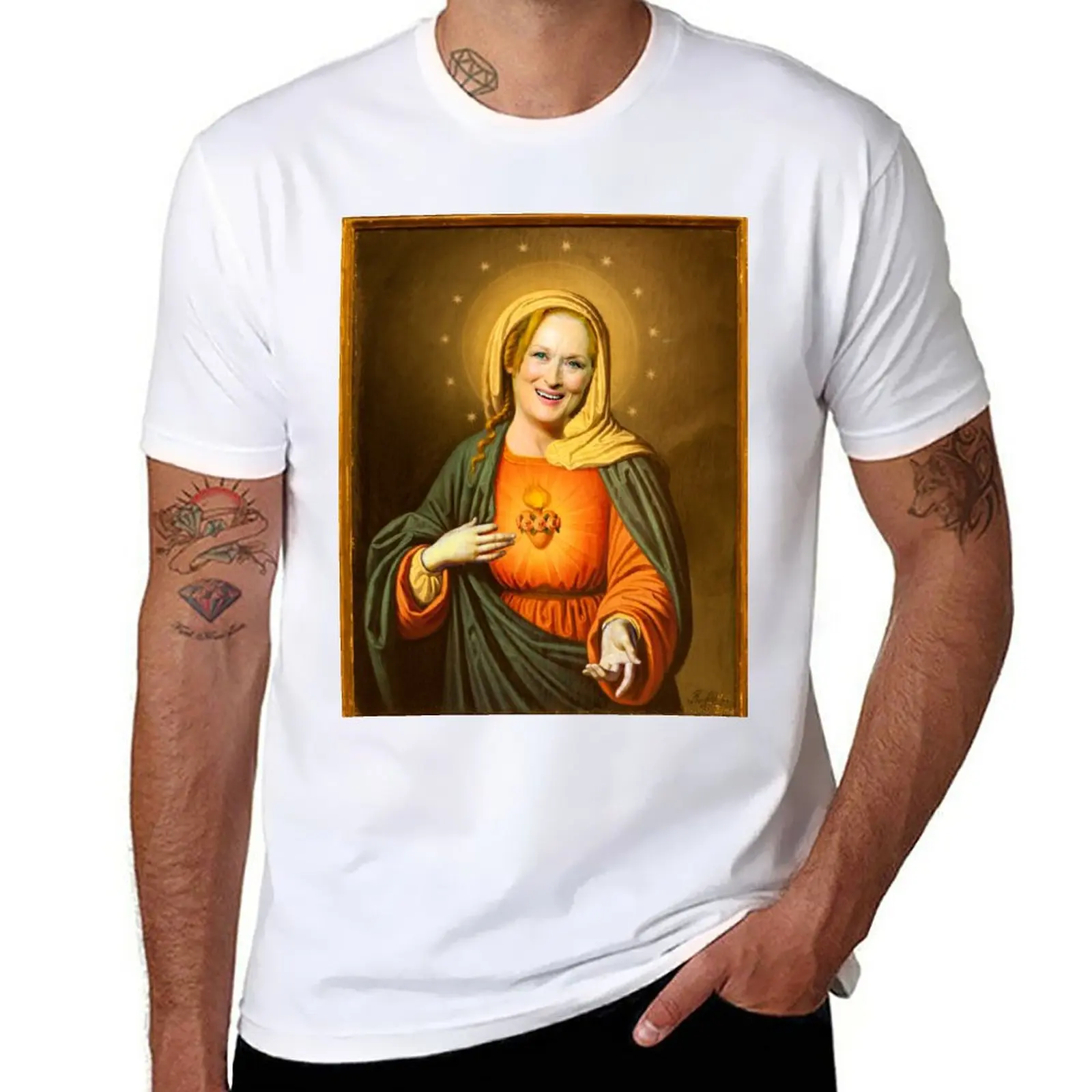 New Saint Meryl Streep T-Shirt kawaii clothes summer top heavyweight t shirts for men