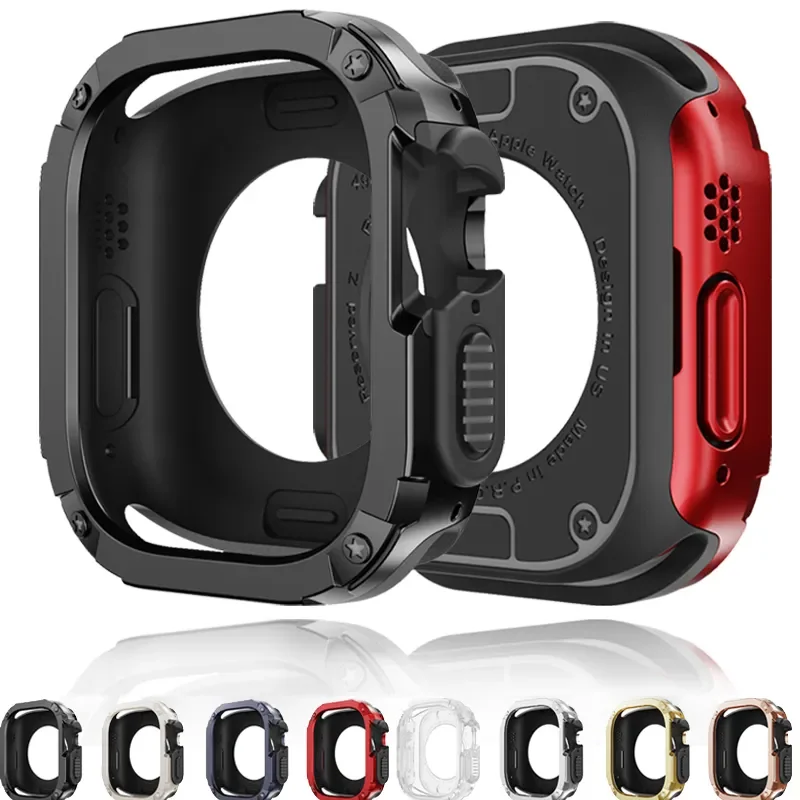 

2 In 1 Case for Apple Watch 41mm 45mm 40mm 44mm 49mm TPU + PC Shockproof Protector Bumper for Iwatch Series Ultra 8 7 6 5 4 3 SE