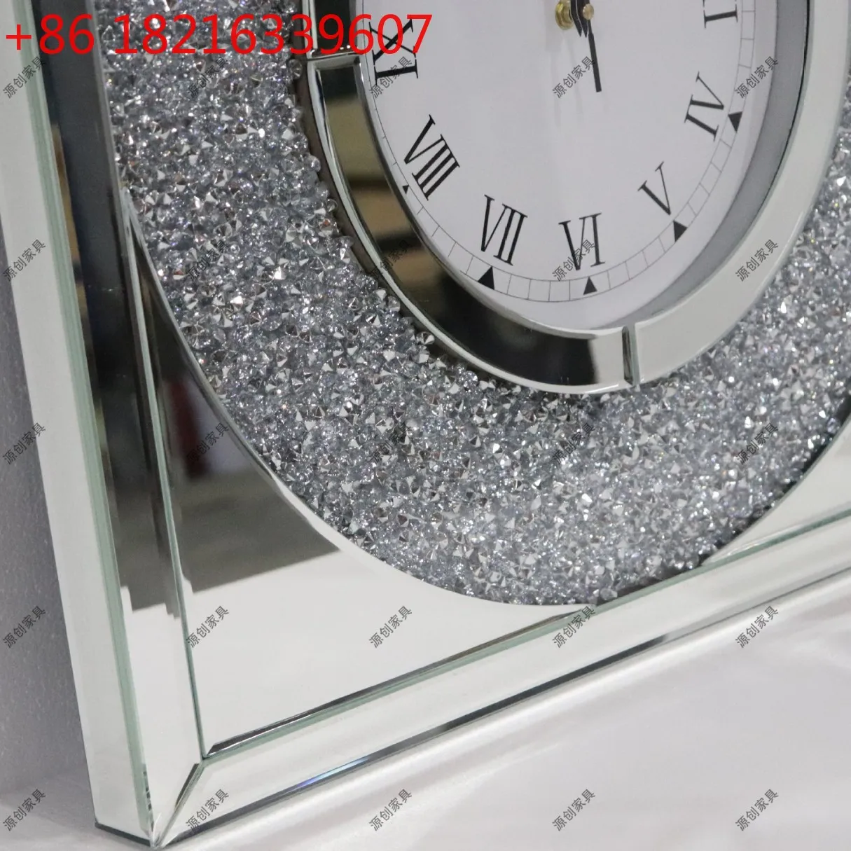YAO mirror diamond wall clock wall decoration living room glass wall clock silent simple fashion modern solid wood