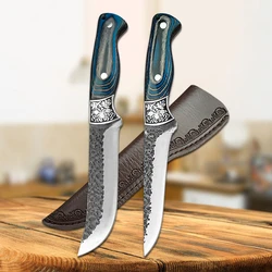 Kitchen Cleaver Forged Boning Knife Sharp Chef Knife Meat Slicing Vegetable Paring Barbecue Fishing Utility Knife with Sheath