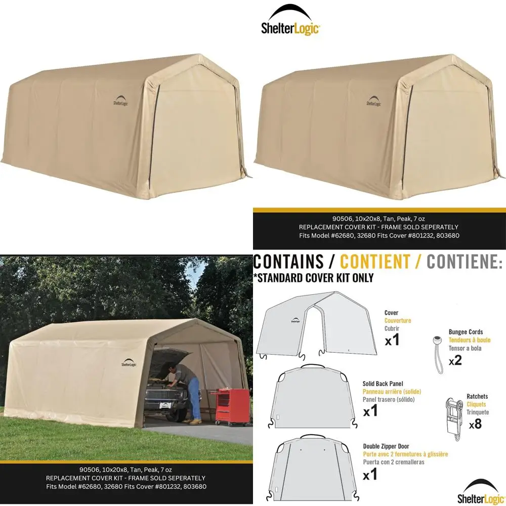 

10x20 ft. Replacement Cover Kit for 62680, 32680 Models, Tan, 7.5oz, Cover Only, Excludes Frame, Long-Lasting Outdoor Shelter Co