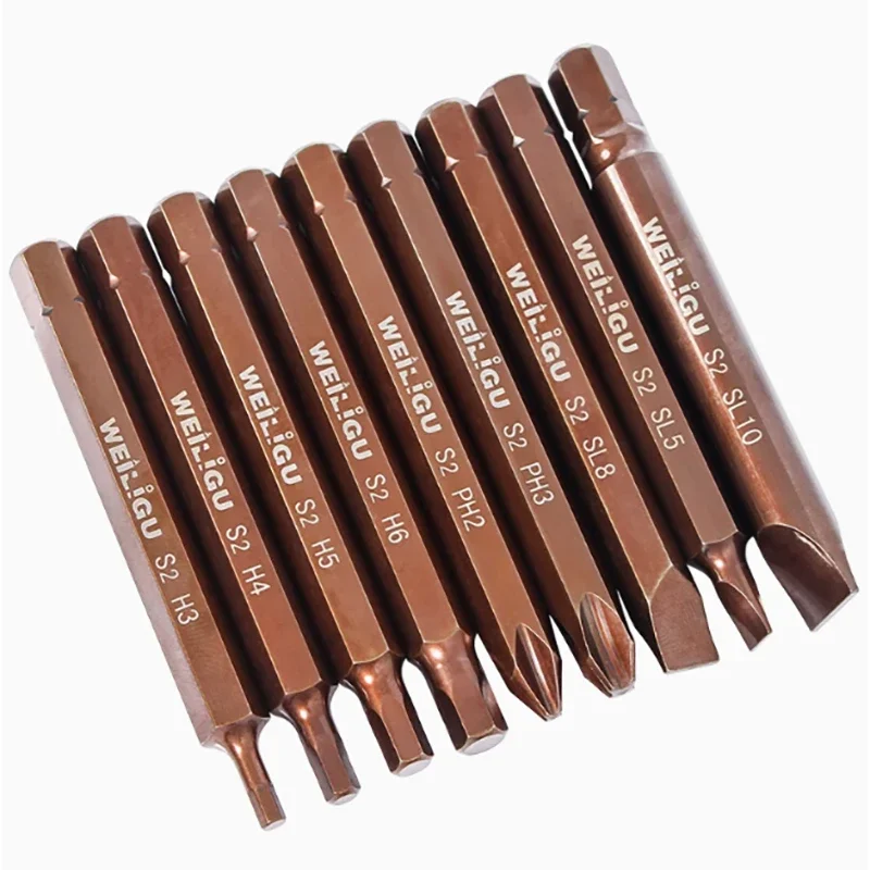 1Pcs S2 80mm Hexagonal Handle Impact Drill Bit Batch Head Cross Shaped Hexagonal Head PH1 PH2 PH3 H3/4/5/6 Wear Resistance
