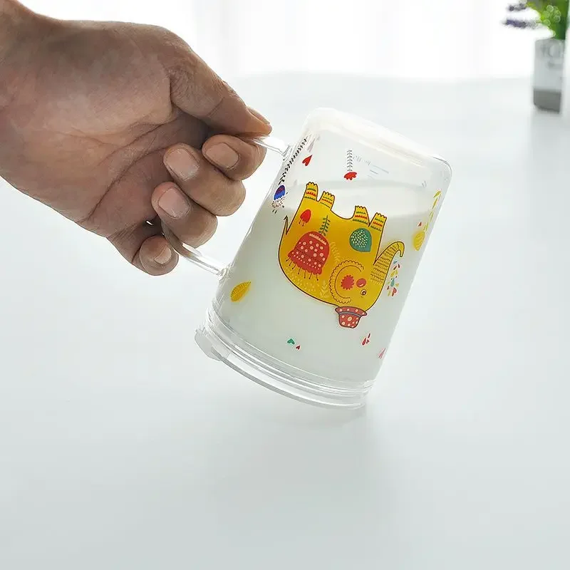 Animal Series Breakfast Cups Children Scale Creative Cartoon Straw Glass Cups Cute Household Heat-resistant Milk Mugs with Lids