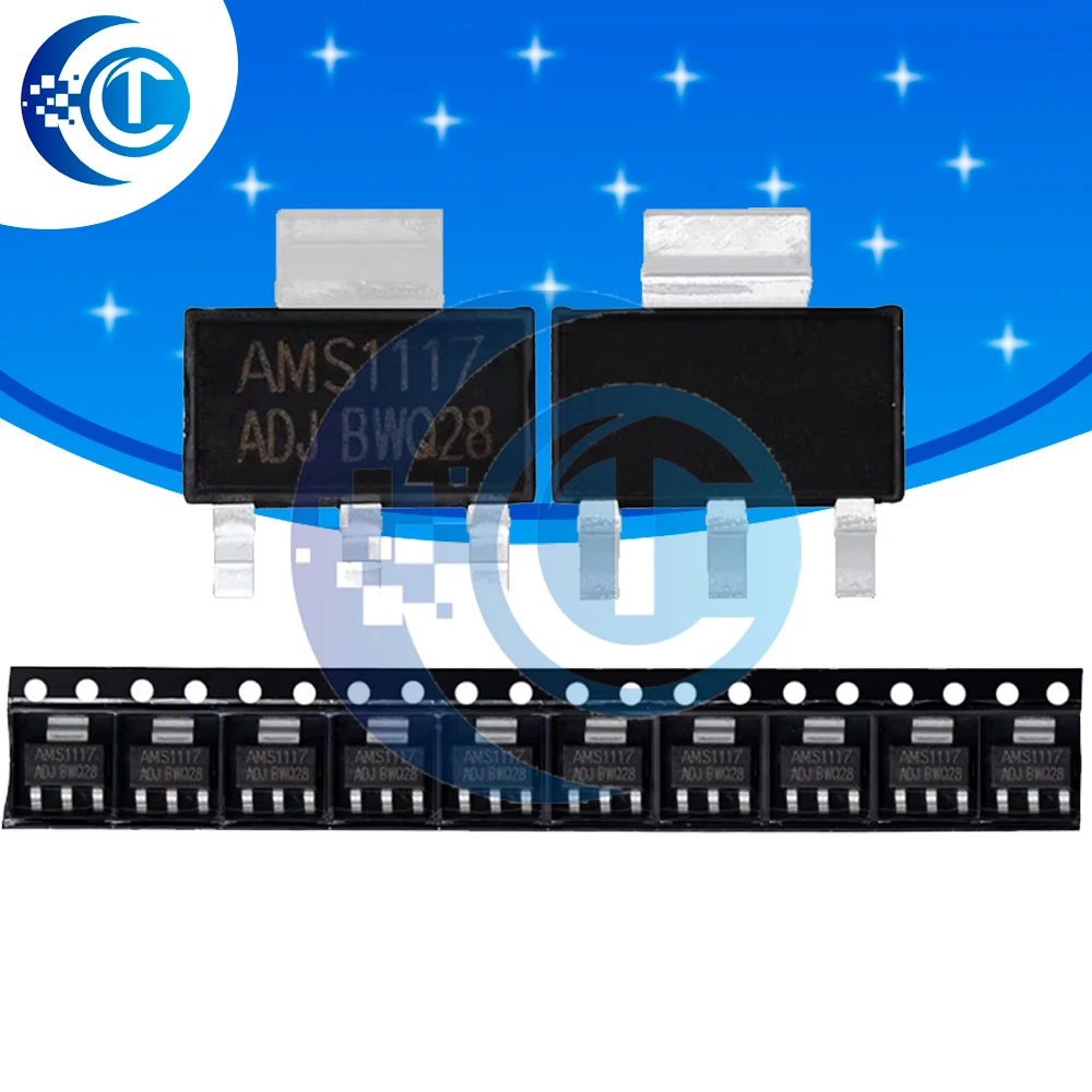 10PCS AMS1117 Voltage Regulator Assortment: 1.2V/1.5V/1.8V/2.5V/3.3V/5.0V & AMS1117-ADJ (SOT-89 Package)