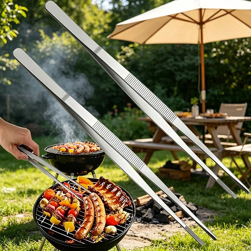 Multifunction Barbecue Tongs Stainless Steel Food Tongs BBQ Clip Kitchen Gadgets Cooking Tweezers Buffet Tool CFQJ006