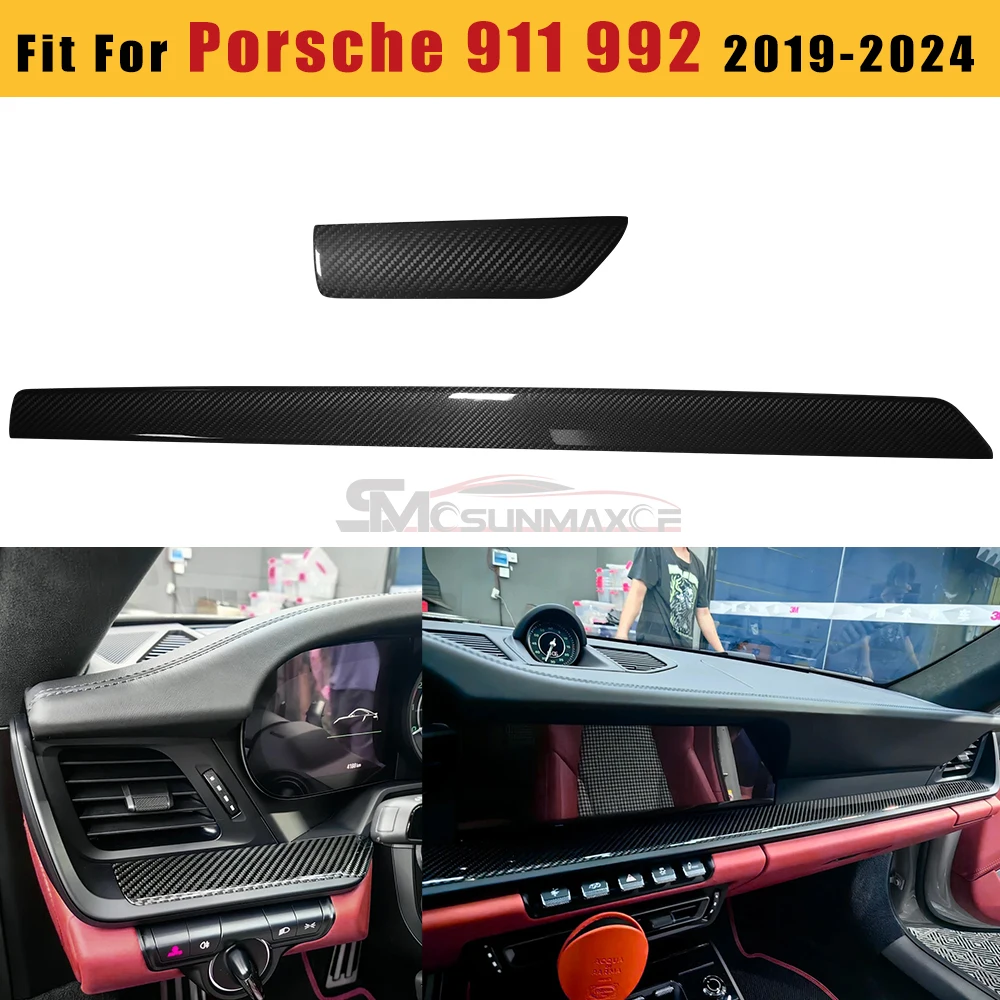 

Для Porsche 911 992 2019-2024 Carrera салон автомобиля карбоновые полоски для приборной панели крышка центральная консоль декоративные наклейки