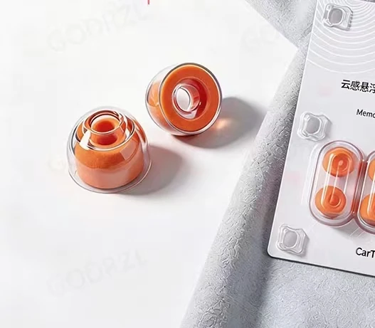 1/2PCS Deep Bass Liquid Silicone Foam Ear Tips Noise Cancelling Sponge Orange for Sony XM5 XM4 Earbuds Bedroom Sleep Relax