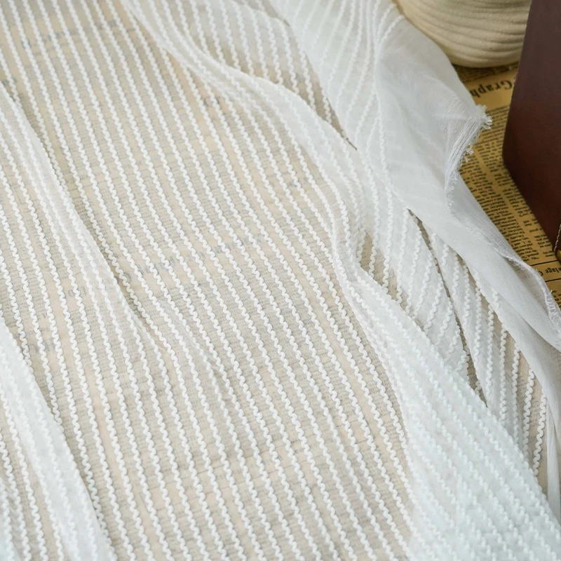 الربيع الصيف متعدد الألوان مخطط الشيفون المطرزة النسيج Diy بها بنفسك فستان خفيف الوزن بلوزة الملابس المواد النمط الكوري الياباني