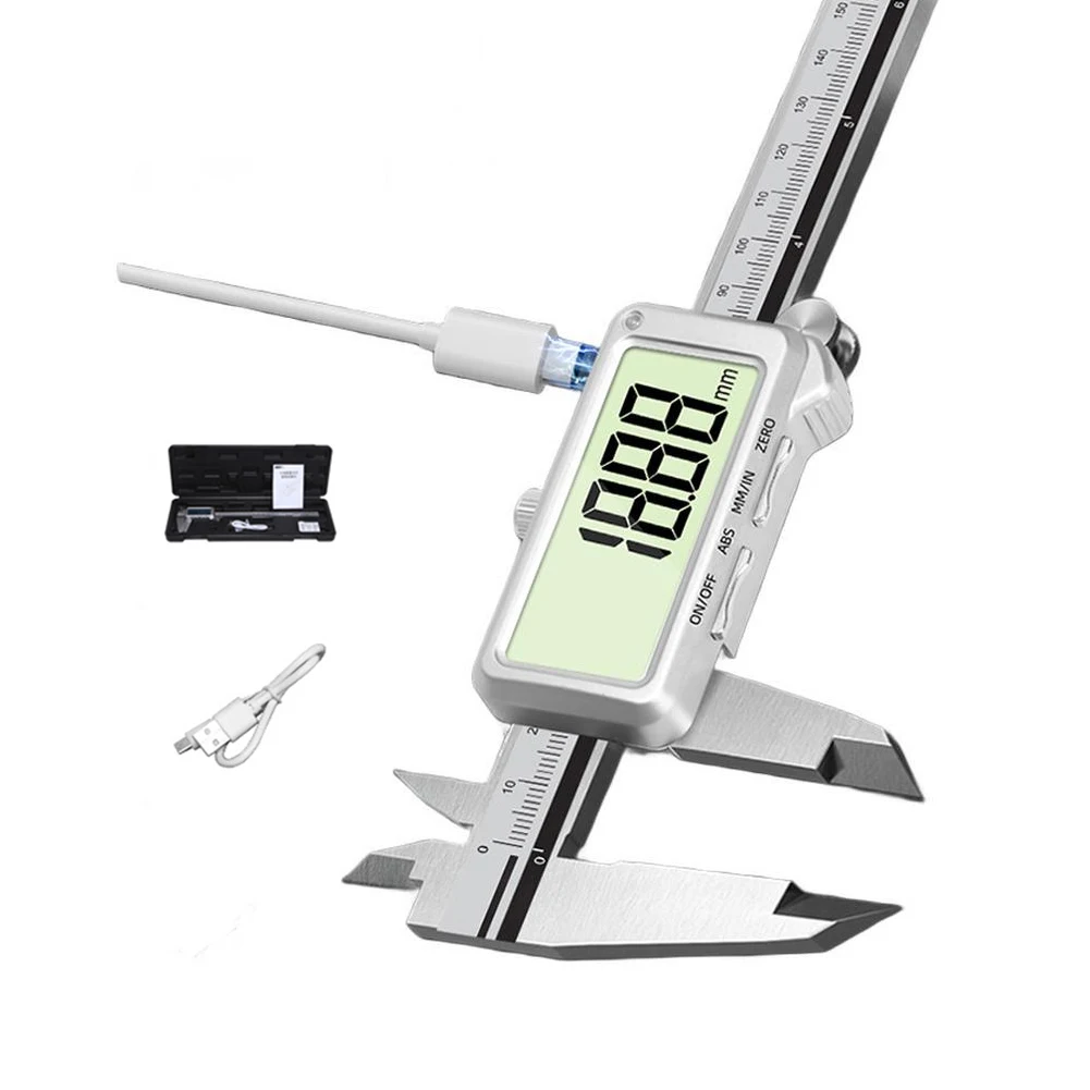 Upgraded Glass Grid Digital Caliper 150mm 200mm 300mm Rechargeable Type-C Interface Large Display For Precision Depth Gauge Tool