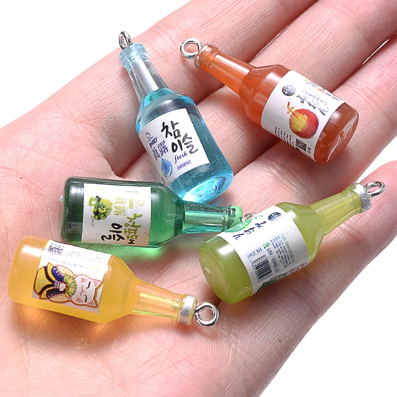 10Pcs/Lot 10x13mm 7 Color Glass Sake Bottle Pendant For Jewelry Necklace Bracelet Making DIY Findings Charms Pendant Keychain