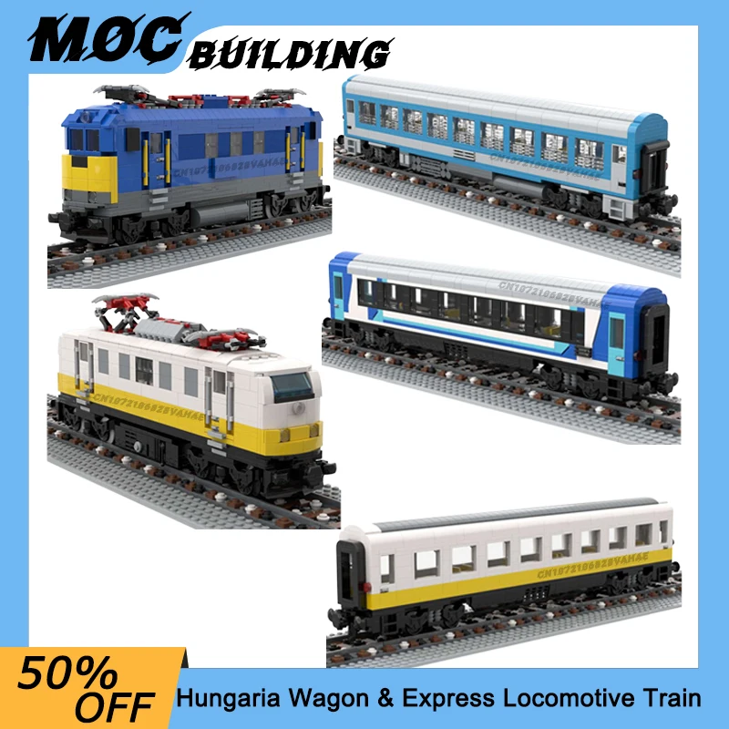 MOC City High-Tech Transport Vehicle German Airport Express Train Model Building Blocks Hungaria Wagon DIY Bricks Xmas Toys Gift