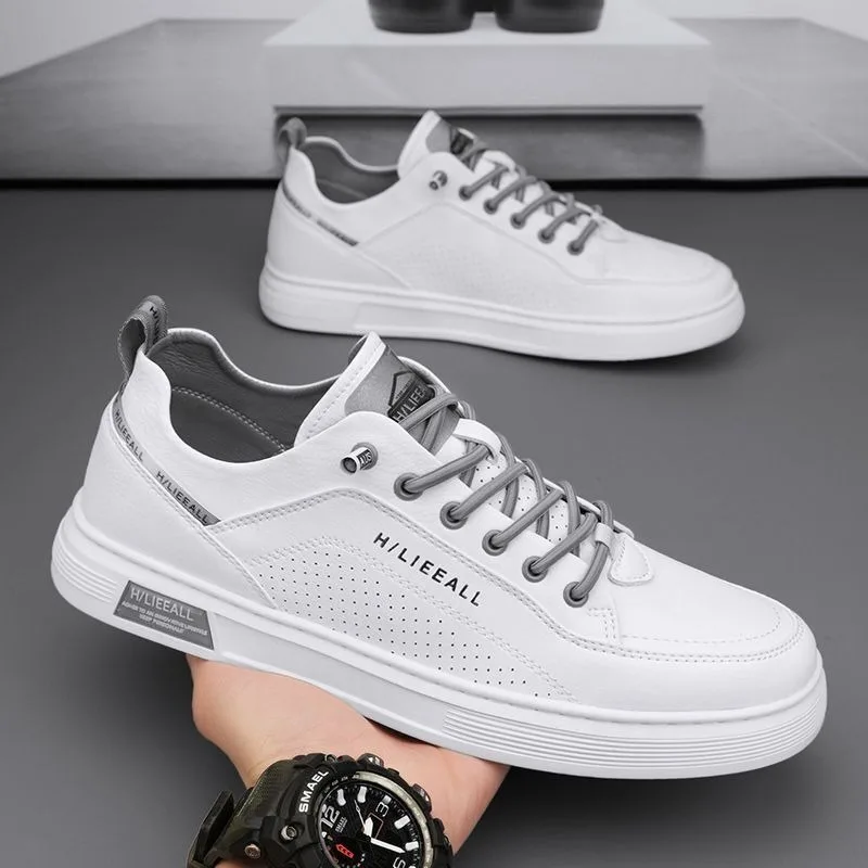 2025 Men's Casual Shoes Breathable Comfortable White Sneakers Fashion Outdoor Driving Walking Tennis Shoes for Male Skate Flats