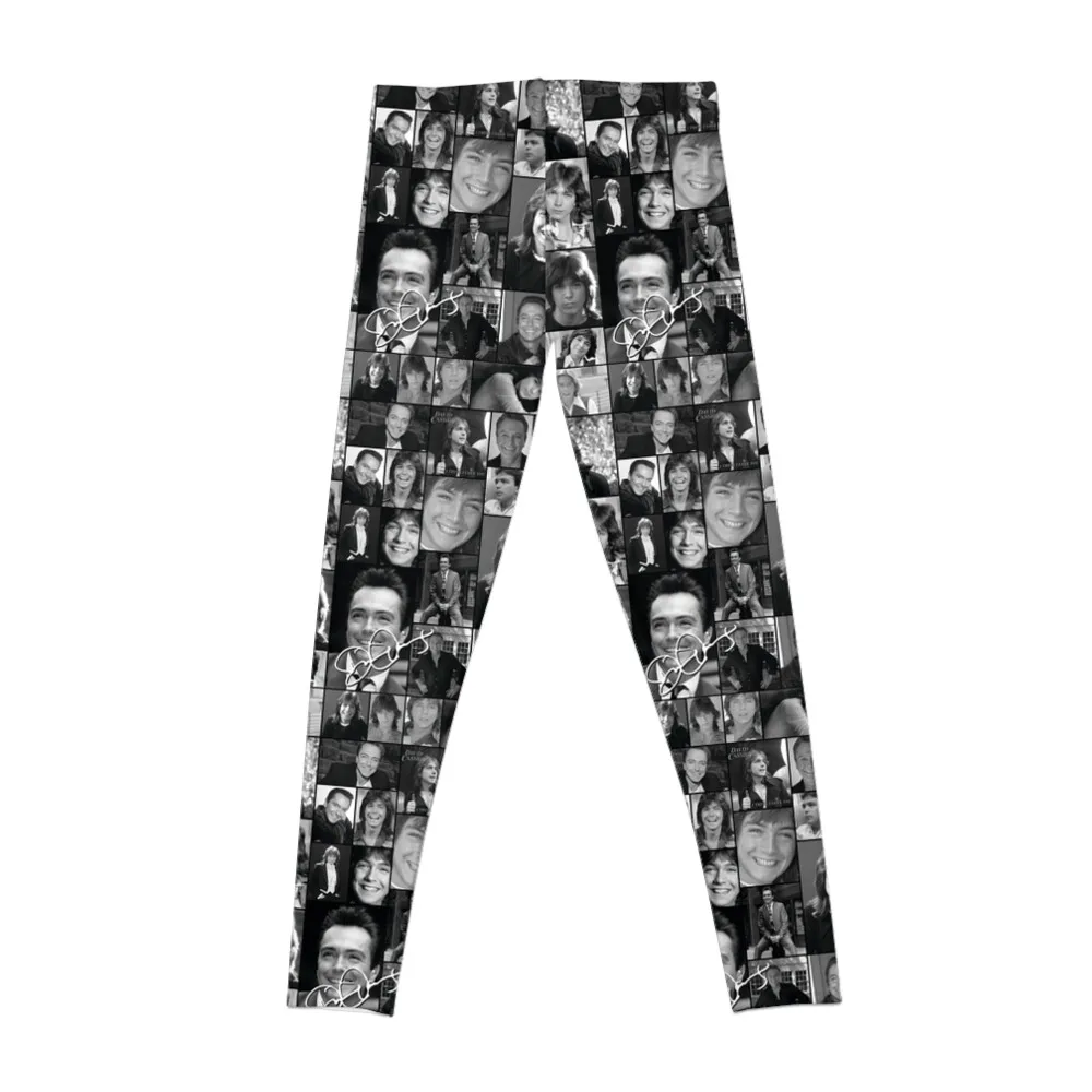 D Cassidy - Black & White Celebrity Montage Pattern Leggings flared gym's clothing joggers for for physical Womens Leggings