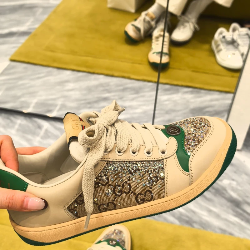 

Italian Retro Luxurious Platform Women's Shoes - Screener Series Dirty Shoes, Round Toe Low-top Double G Design Men's Shoes