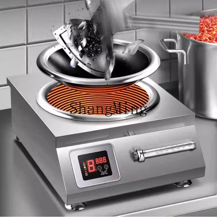 SM коммерческая индукционная плита 8000 Вт с плоской вогнутой поверхностью, бытовая электромагнитная плита высокой мощности, большая плита