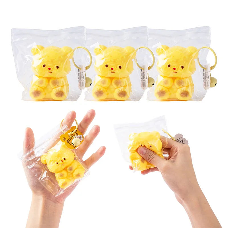 Oso amarillo creativo antiestrés, juguetes blandos de descompresión, juguete de ventilación Ultra suave para premios de oficina y aula