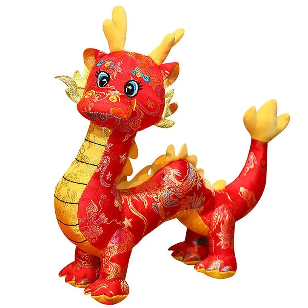 Dragón chino dragón chino juguetes de peluche Animal dragón del zodiaco dragón del zodiaco juguetes de peluche dragón rojo suave Año mascota muñeca Año Nuevo
