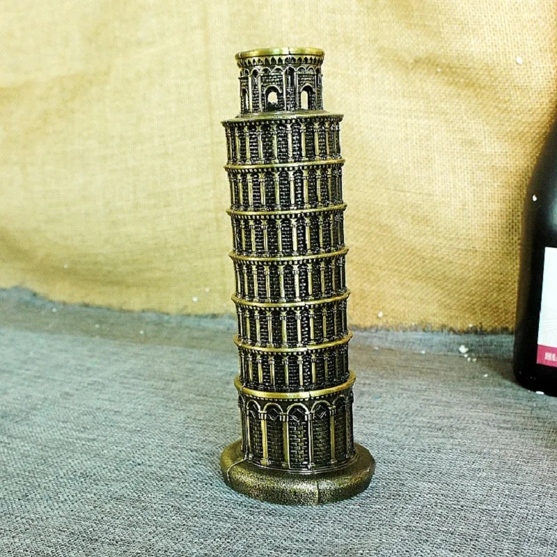 Simulated Metal Leaning Tower of Pisa Italy Landmark Ancient Building Tourist Souvenir Home Room Decor Furnishing Articles Gifts