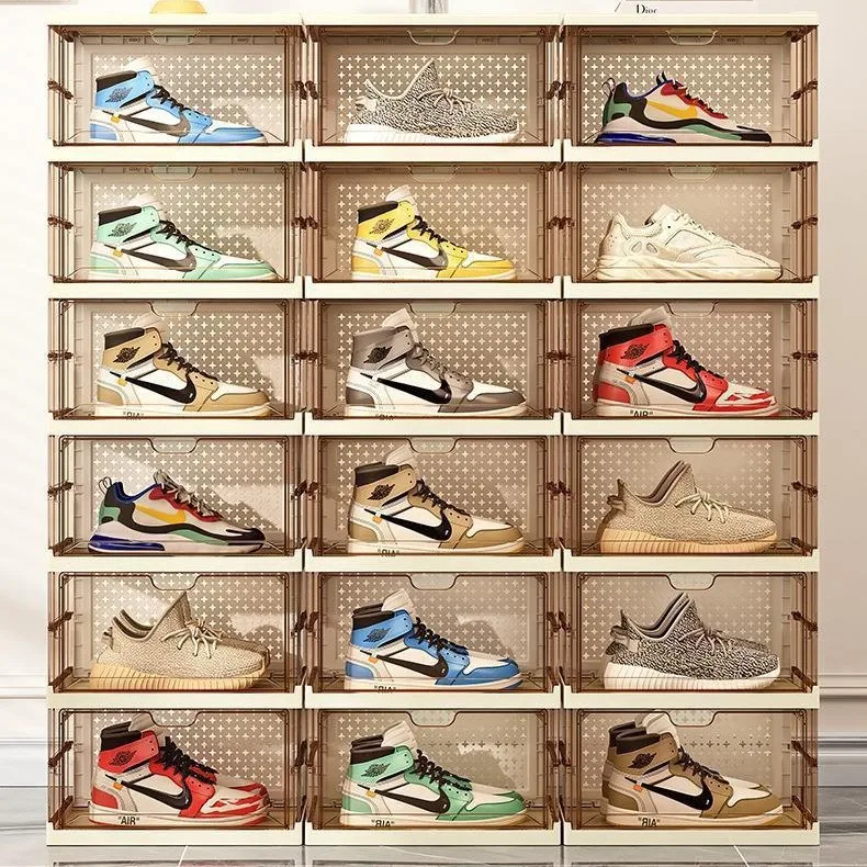 

Folding Shoe Box Storage Box Transparent Thickened Multi-layer Shoe Rack Installation-free Artifact Side