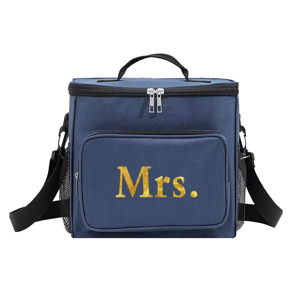 Customized Name Blue Lunch Bag Lunch Box Insulated Handbag Waterproof Camping Storage Box Refrigerated Food Storage Box