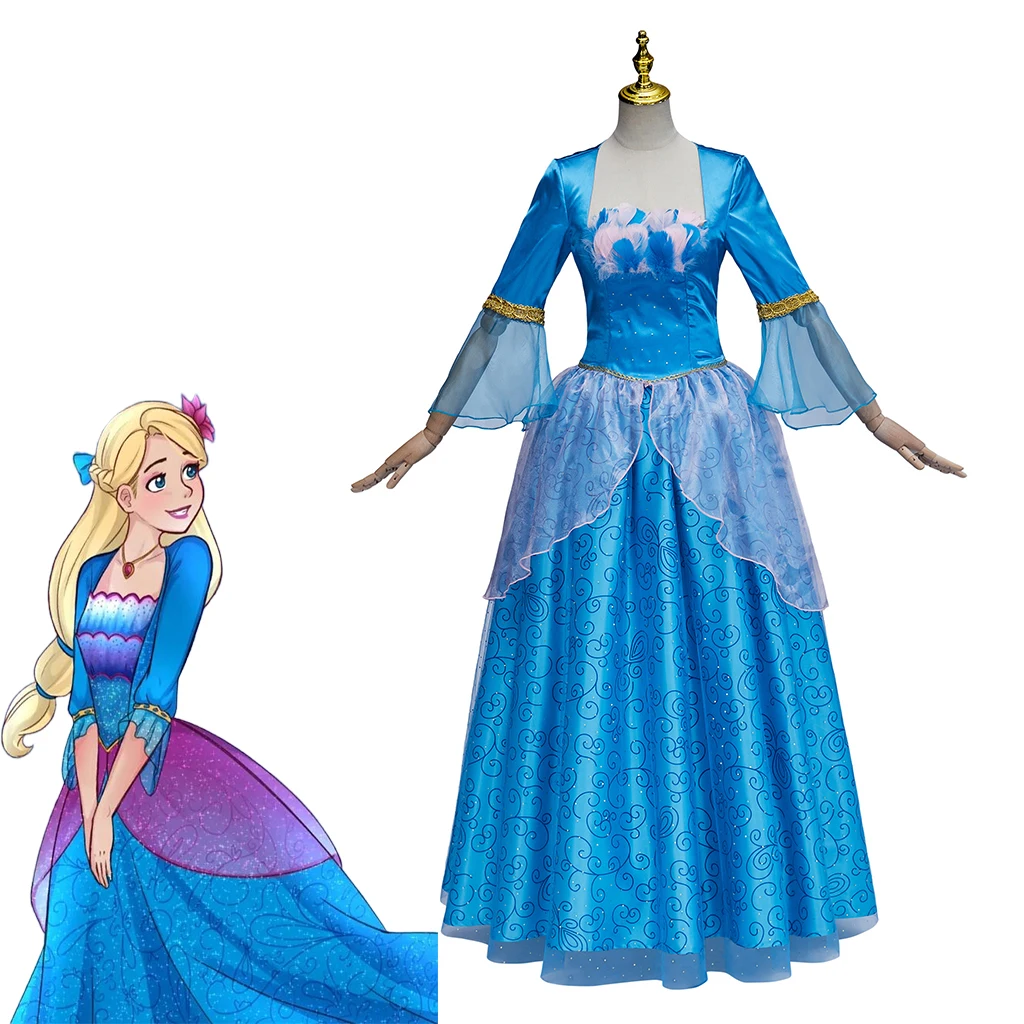 

Rosella Cosplay Princess Costume Adult Women Fantasia Blue Peacock Dress Halloween Carnival Stage Performance Fancy Gown