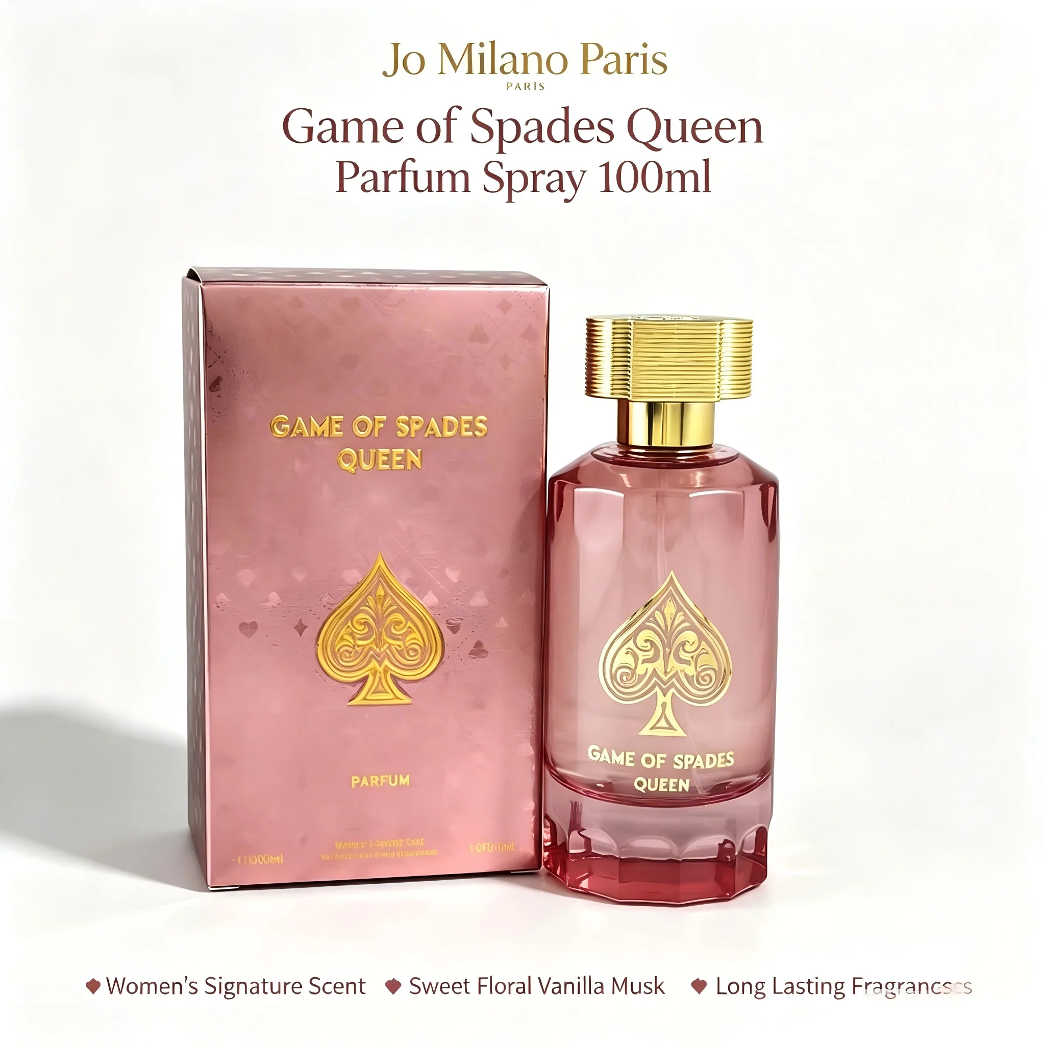 New Arrival Jo Milano Paris Game Of Spades Queen Parfum Spray 100ml 3.4oz Tangerine Freesia Jasmine Musk Long Lasting Perfume Women Labor Day Halloween Thanksgiving Black Friday Cyber Monday Christmas Gift Idea Best Seller Fast US