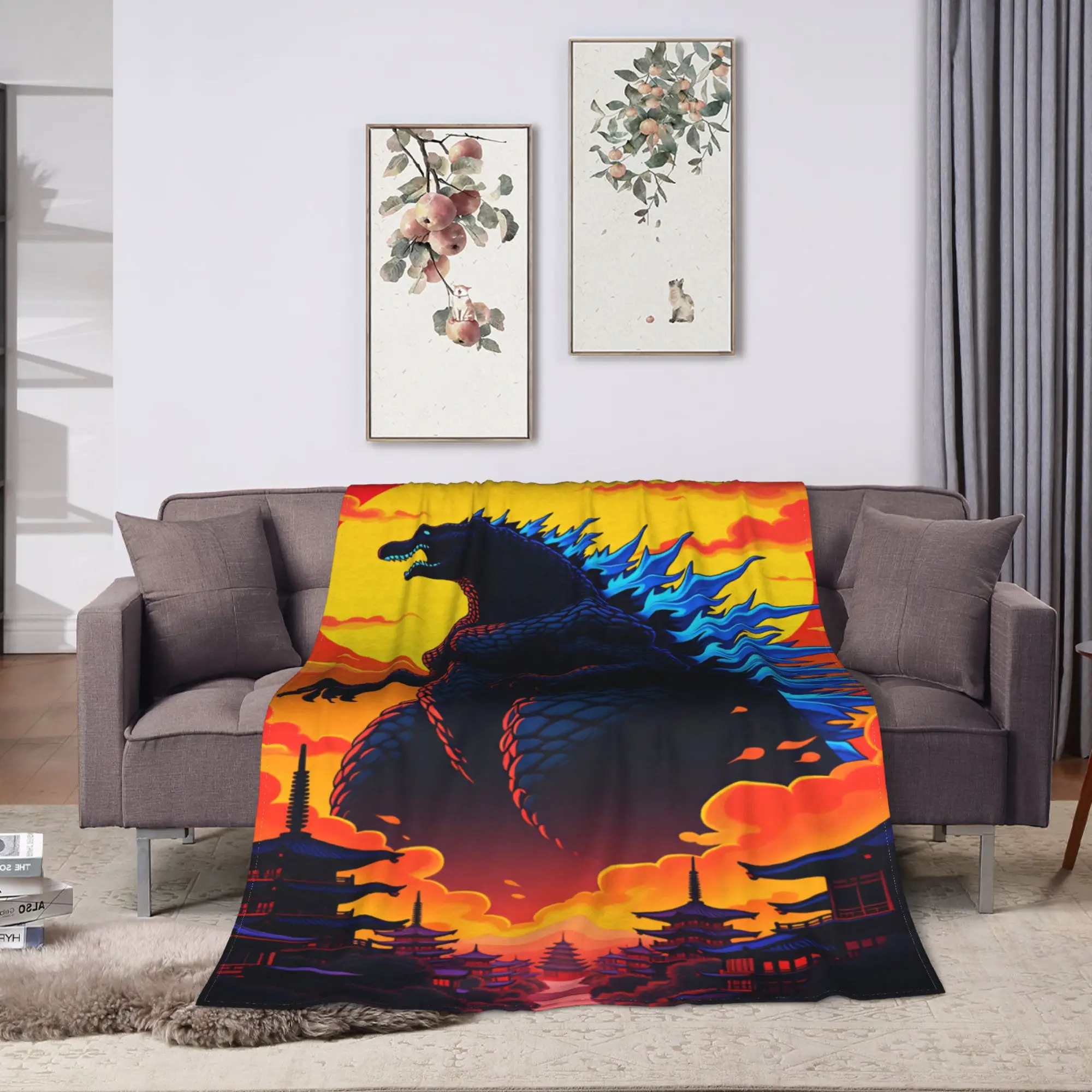 G-Godzillas  Blanket Quality Soft  Throw Blanket Winter Travel Office Couch Chair Pattern Bedspread