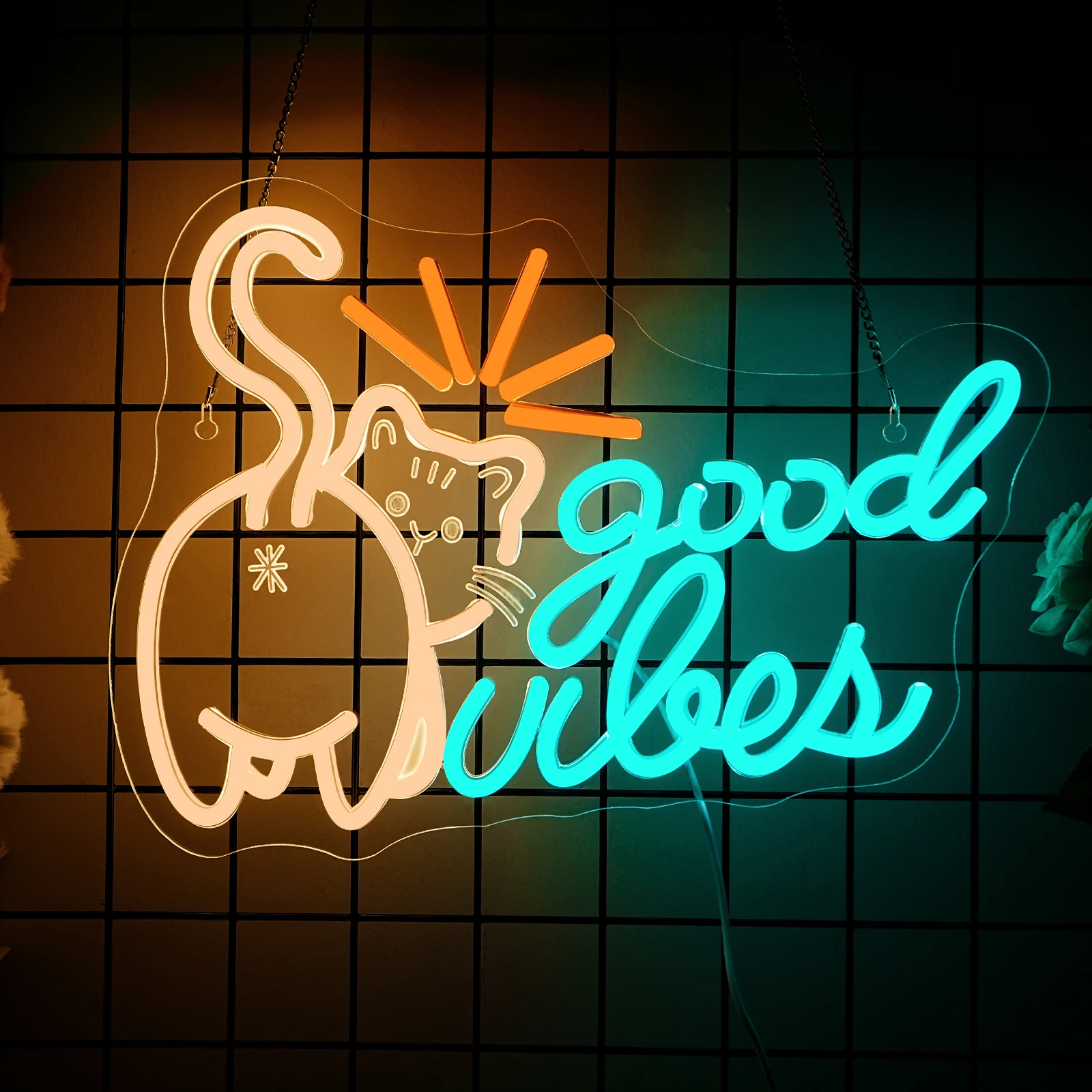 

Cat Good Vibes Неоновые вывески на заказ для настенного художественного декора 5/12 В USB-питание с регулируемой яркостью переключателя для спальни, магазина, вечеринки, декор, неоновая вывеска