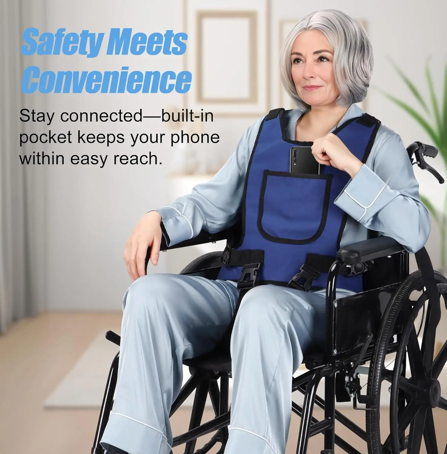 Safety Harness Vest for Elderly Wheelchair Users Anti-Slip Fall Prevention Restraint for Paraplegic Patients Harness Brace