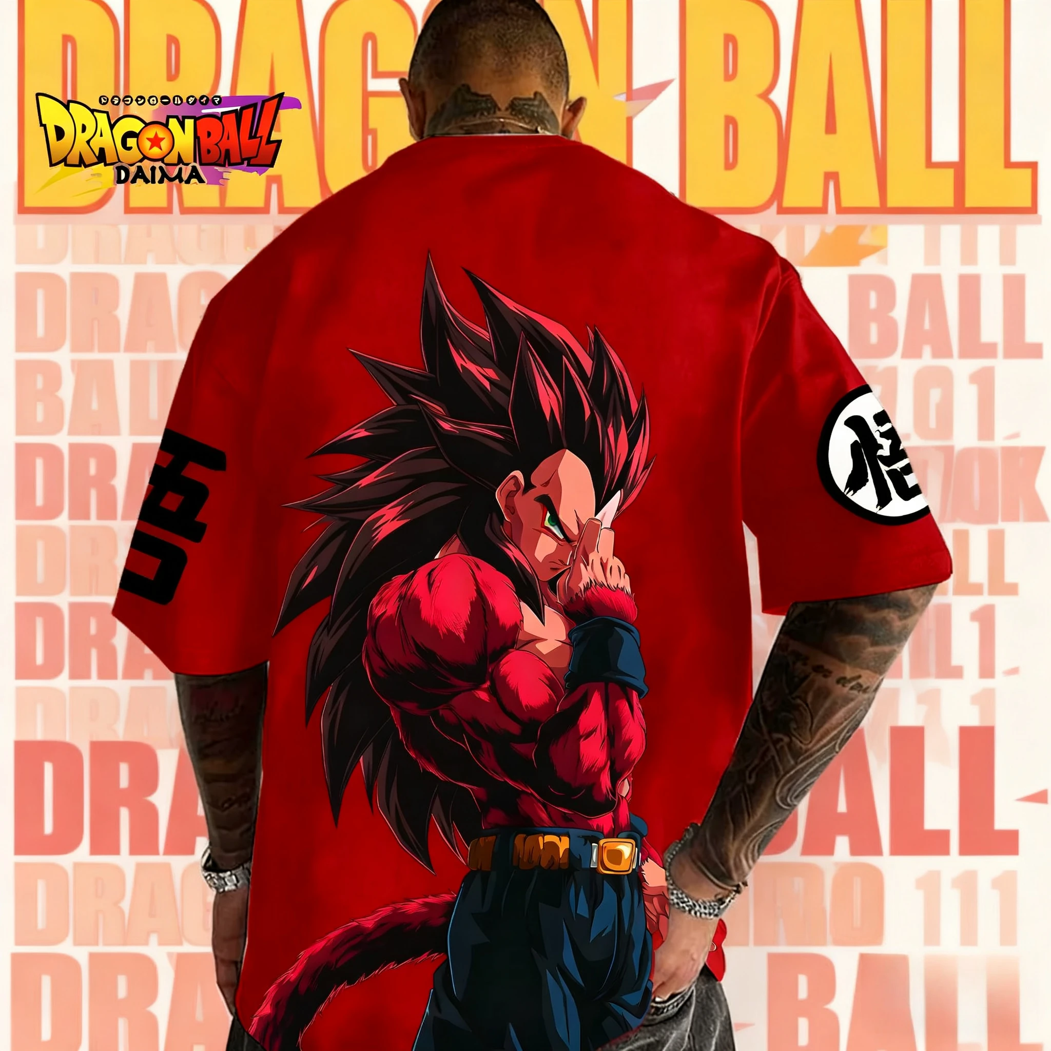 2025 New Dragon Ball Anime Series Vegeta Character T-shirt, Extra-large Y2k Summer Print 100% Pure Cotton Casual Loose T-shirt