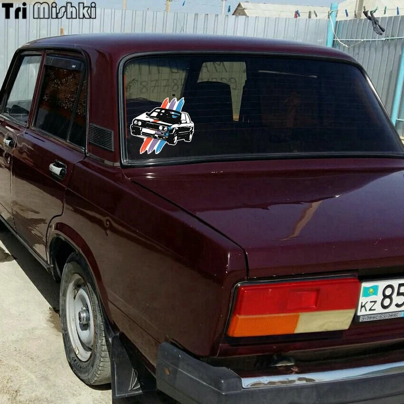 Tri Mishki WCS044 15*14 سنتيمتر لسيارات bmw e30 ملصق مضحك الملونة السيارات السيارات الشارات ل اكسسوارات السيارات التصميم 3 اللون بار