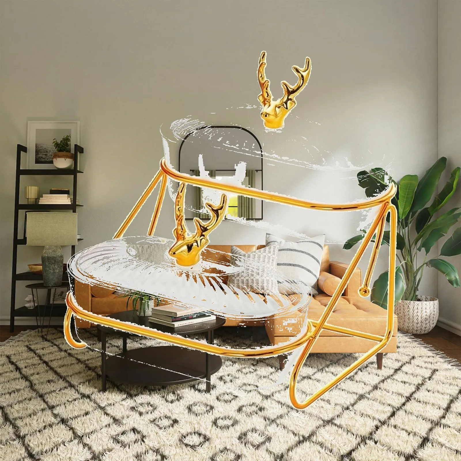 Rustic Elegant Two Tier Snack Holder with Deer Handles for Casual Gatherings