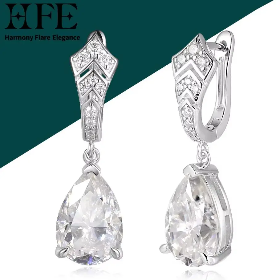 

HFE D VVS1 Pear Moissanite Women's Teardrop Earrings High-quality Pure 925 Silver Elegant Banquet Jewelry Wedding Earrings