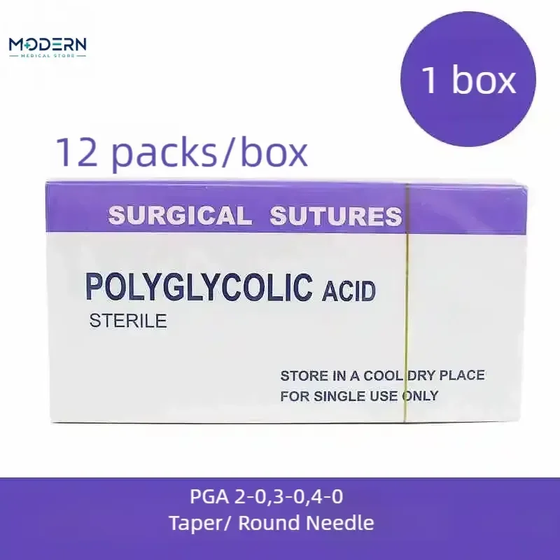 2026 New, High Quality, 12 Pcs Veterinary Polydioxanone Sutures 0 2-0 3-0 4-0 Round Bodied Reverse Cutting 90cm
