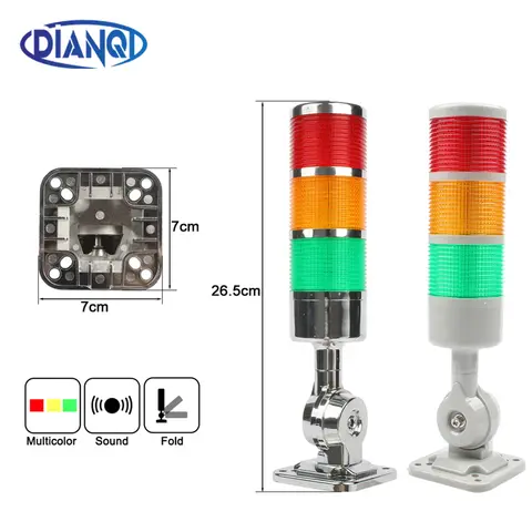 3 레이어 경고등 산업용 CNC 기계 DC 24V 12V AC220V 110V 꾸준한 깜박이는 빛 LED 회전식 180 스택 라이트