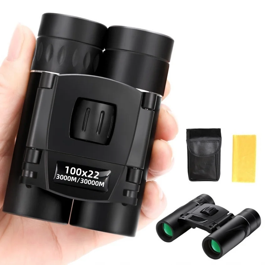 100x22 Professional Binoculars High Magnification Low Night Vision Mini Portable Telescope For Camping Outdoor