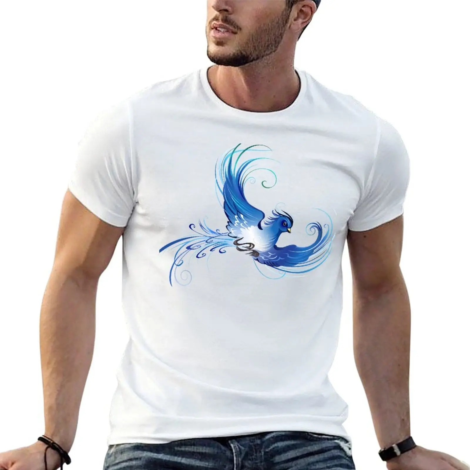 Blue Bird ( The Bird of Happiness ) T-Shirt oversized t shirt vintage graphic tee Men's t shirts