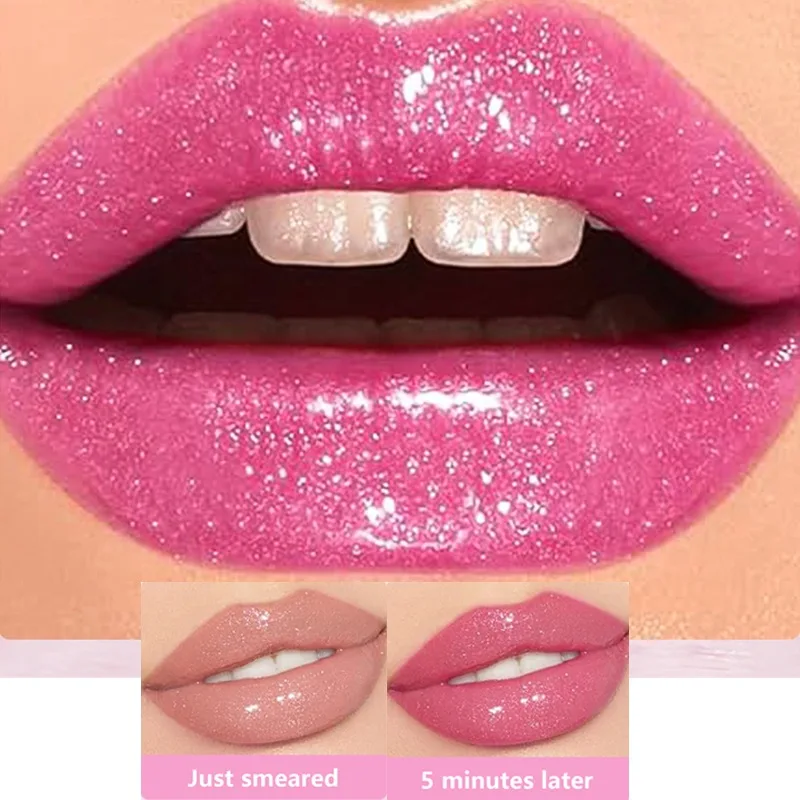 อุณหภูมิสีเปลี่ยนลิปสติกเยลลี่คริสตัลลิปกลอส Tint Long Lasting Nourishing Hydrating Lip Oil Smooths Fine Lines