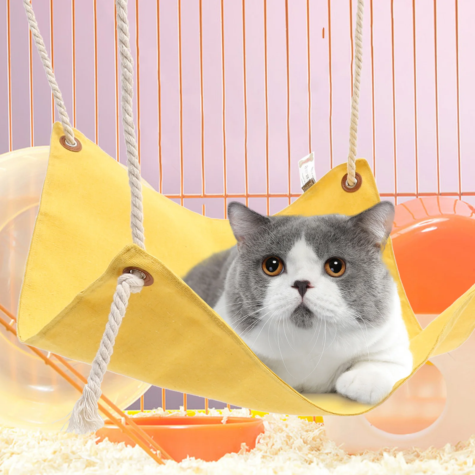 

Cat Hammock Bed Adjustable Hanging Reversible Comfortable Sleeping Bed Breathable Cat Hammock Small Pets Nest