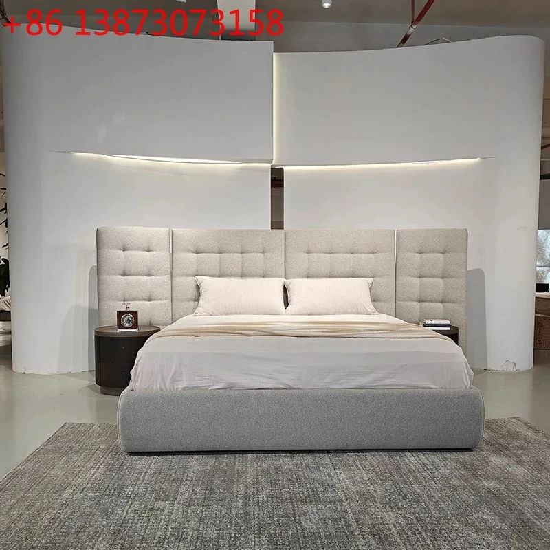 QS Chloe Italian high-end imported poliform cotton and linen fabric bed minimalist master bedroom big bed modern minimalist real